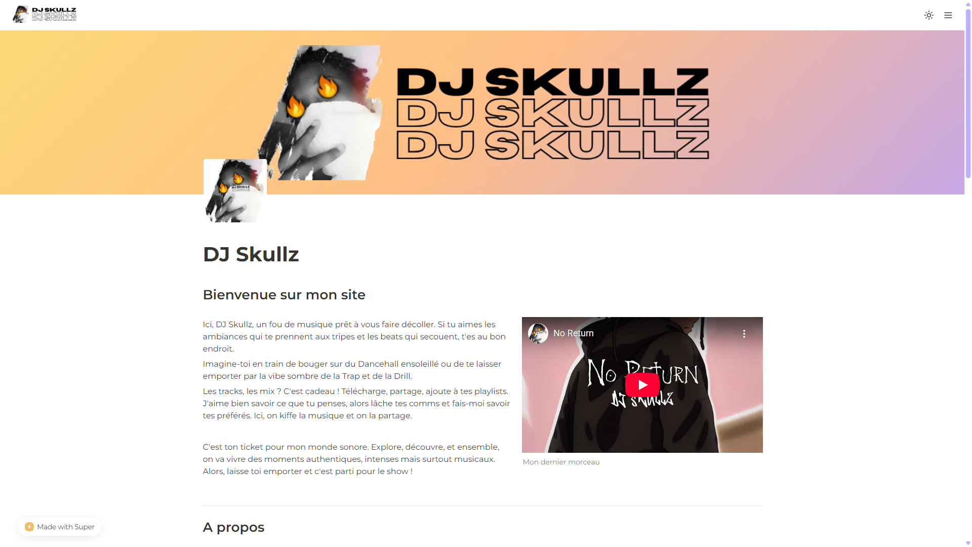 Aperçu du site DJ Skullz (v1.0)